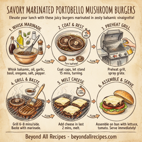 Savory Marinated Portobello Mushroom Burgers instructions