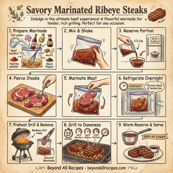 Savory Marinated Ribeye Steaks instructions