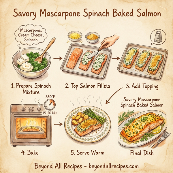 Savory Mascarpone Spinach Baked Salmon instructions