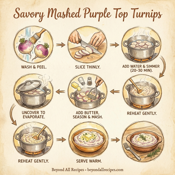 Savory Mashed Purple Top Turnips instructions