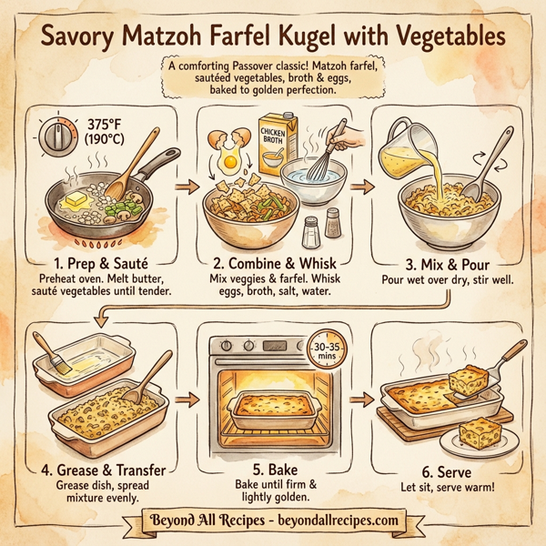 Savory Matzoh Farfel Kugel with Vegetables instructions