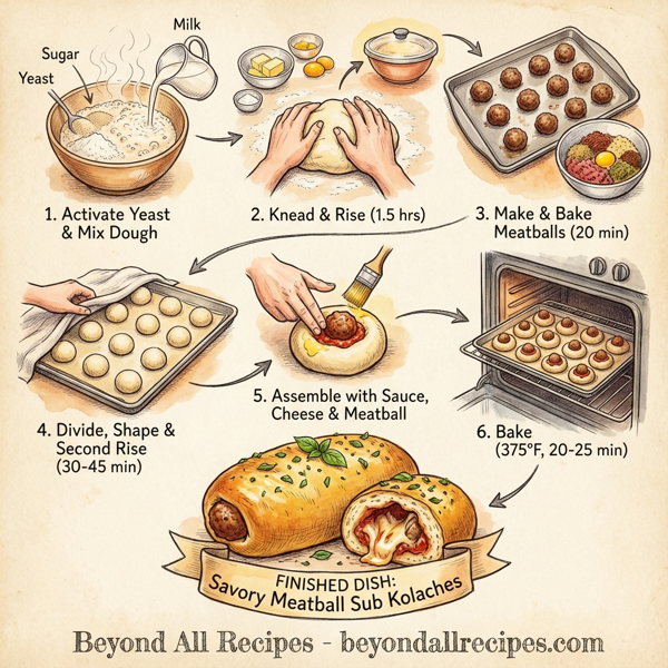 Savory Meatball Sub Kolaches instructions