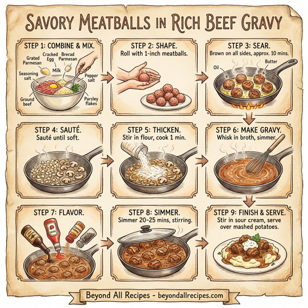 Savory Meatballs in Rich Beef Gravy instructions