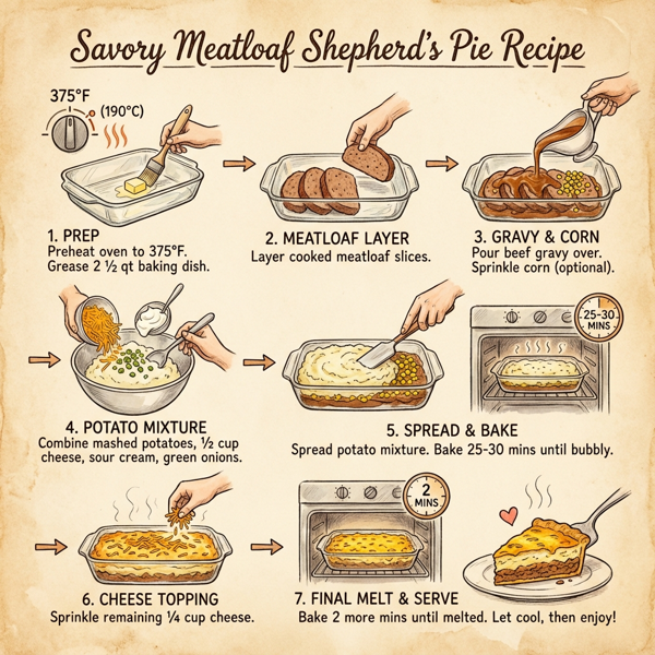 Savory Meatloaf Shepherd's Pie instructions