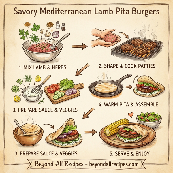 Savory Mediterranean Lamb Pita Burgers instructions