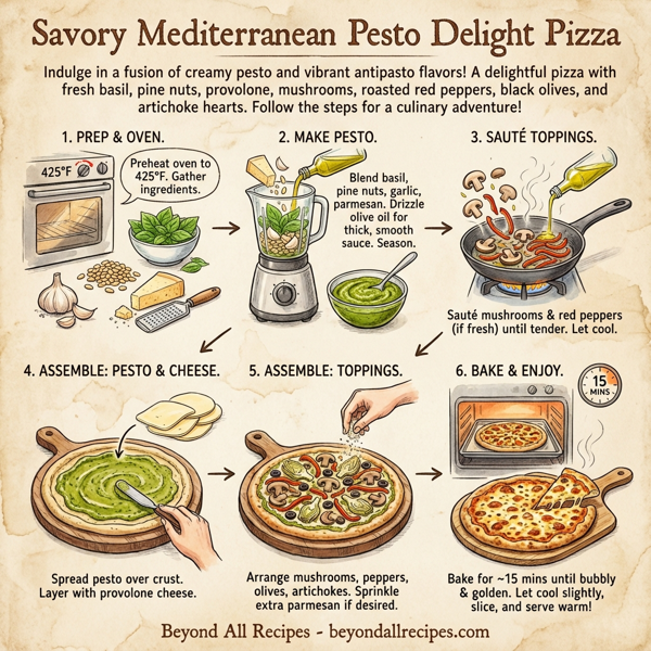 Savory Mediterranean Pesto Delight Pizza instructions