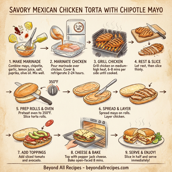 Savory Mexican Chicken Torta with Chipotle Mayo instructions
