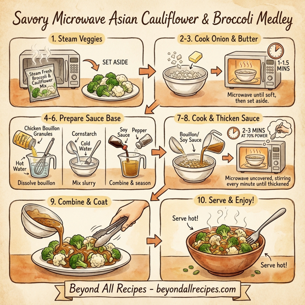 Savory Microwave Asian Cauliflower and Broccoli Medley instructions