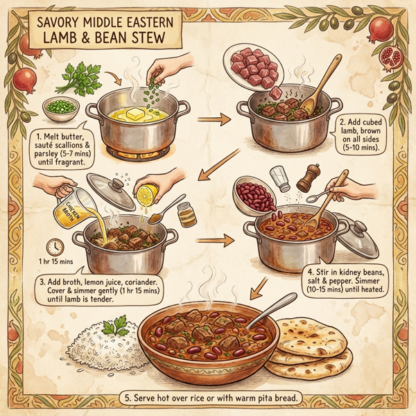 Savory Middle Eastern Lamb and Bean Stew instructions