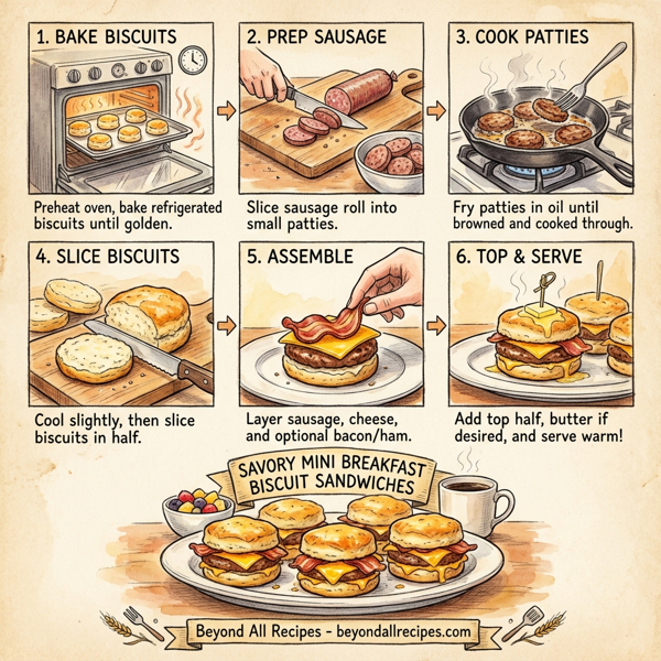 Savory Mini Breakfast Biscuit Sandwiches instructions