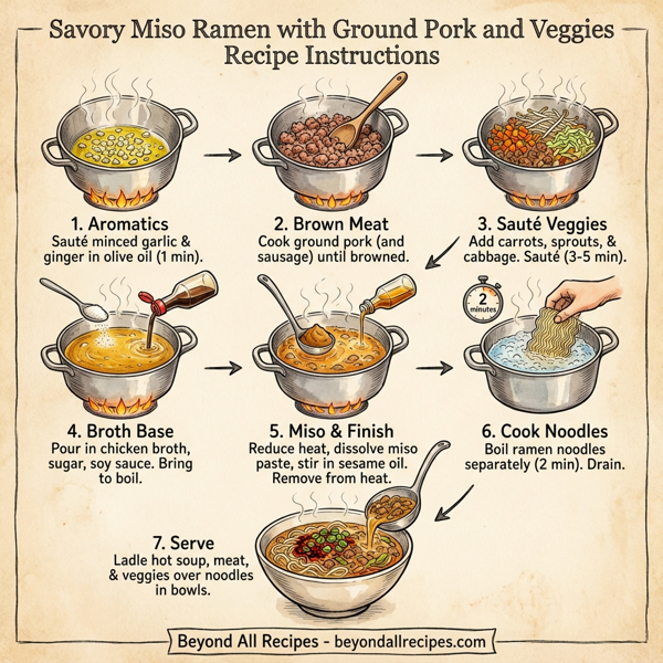 Savory Miso Ramen with Ground Pork and Veggies instructions