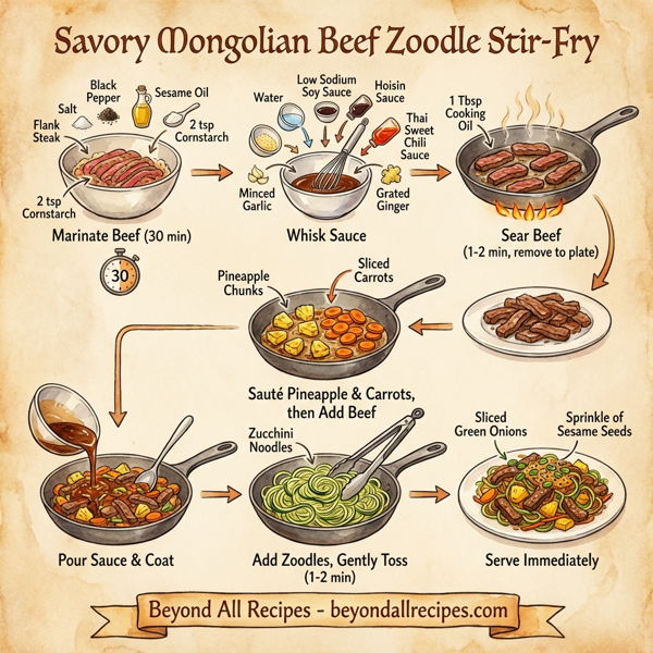 Savory Mongolian Beef Zoodle Stir-Fry instructions