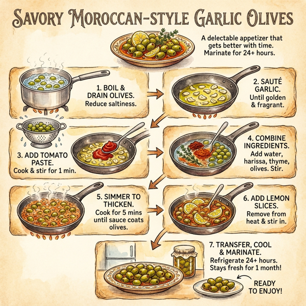Savory Moroccan-Style Garlic Olives instructions