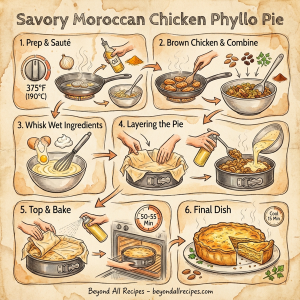 Savory Moroccan Chicken Phyllo Pie instructions