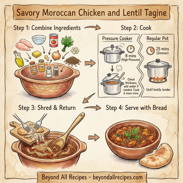 Savory Moroccan Chicken and Lentil Tagine instructions