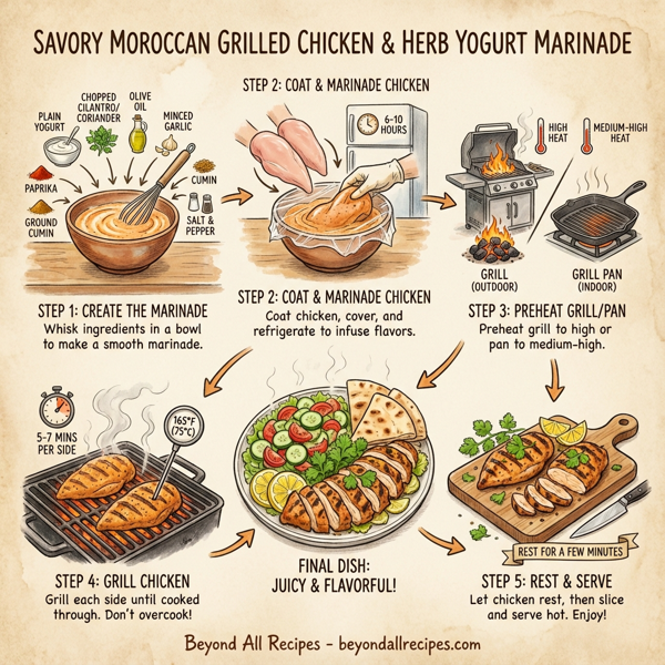 Savory Moroccan Grilled Chicken with Herb Yogurt Marinade instructions