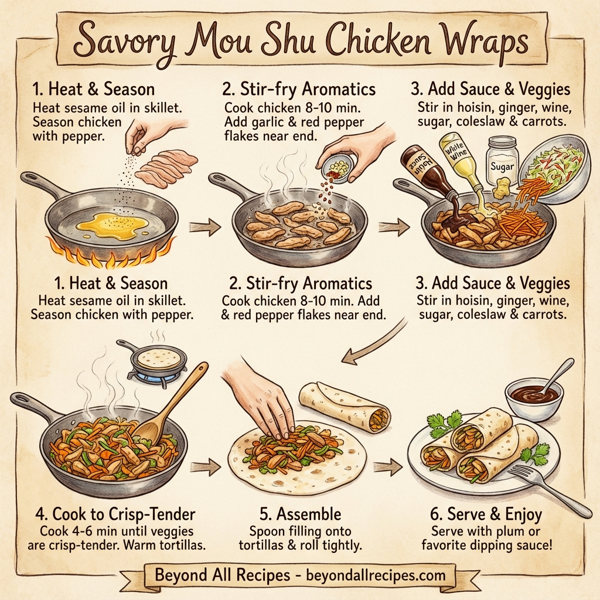 Savory Mou Shu Chicken Wraps instructions
