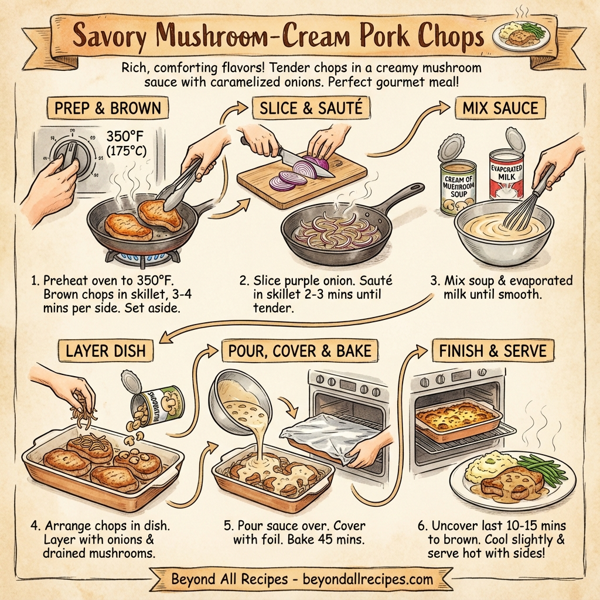 Savory Mushroom-Cream Pork Chops instructions