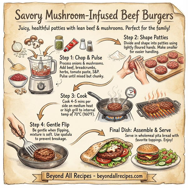 Savory Mushroom-Infused Beef Burgers instructions