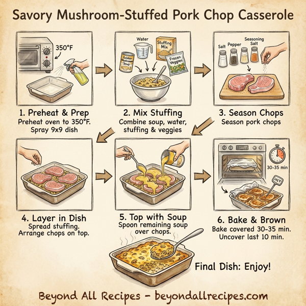 Savory Mushroom-Stuffed Pork Chop Casserole instructions