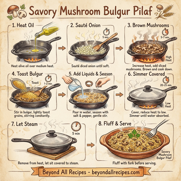 Savory Mushroom Bulgur Pilaf instructions