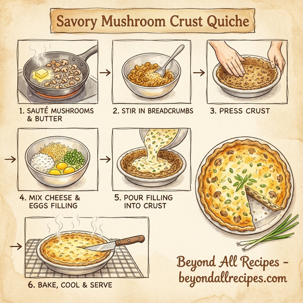 Savory Mushroom Crust Quiche with Cheese and Green Onions instructions