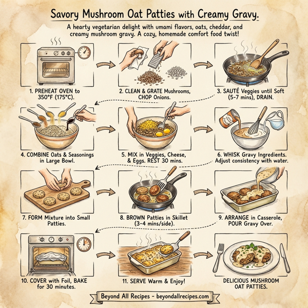 Savory Mushroom Oat Patties with Creamy Gravy instructions