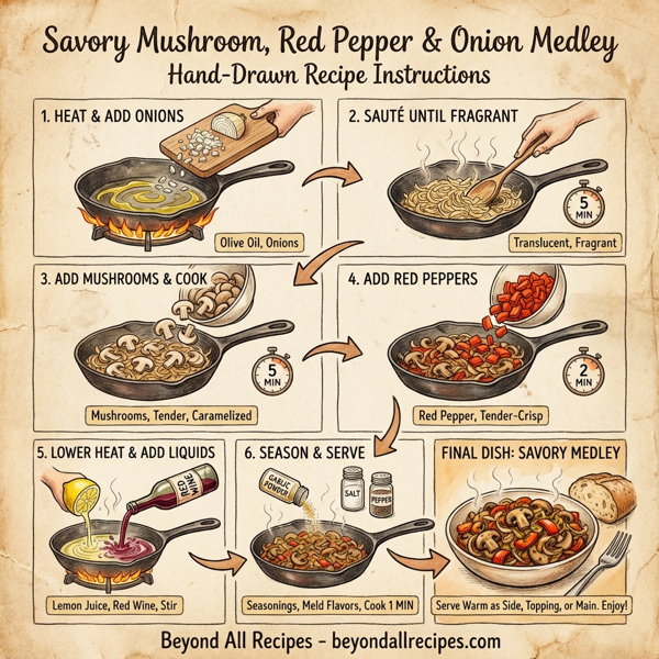 Savory Mushroom, Red Pepper & Onion Medley instructions