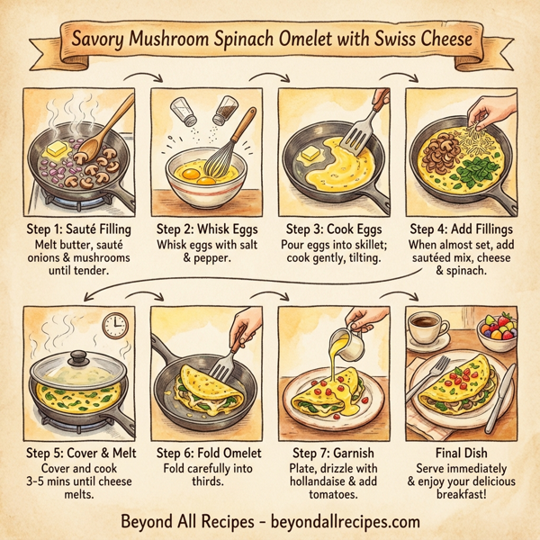 Savory Mushroom Spinach Omelet with Swiss Cheese instructions