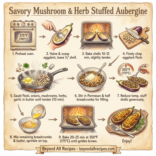 Savory Mushroom & Herb Stuffed Aubergine instructions