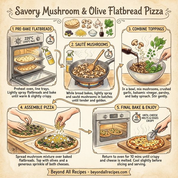 Savory Mushroom & Olive Flatbread Pizza instructions