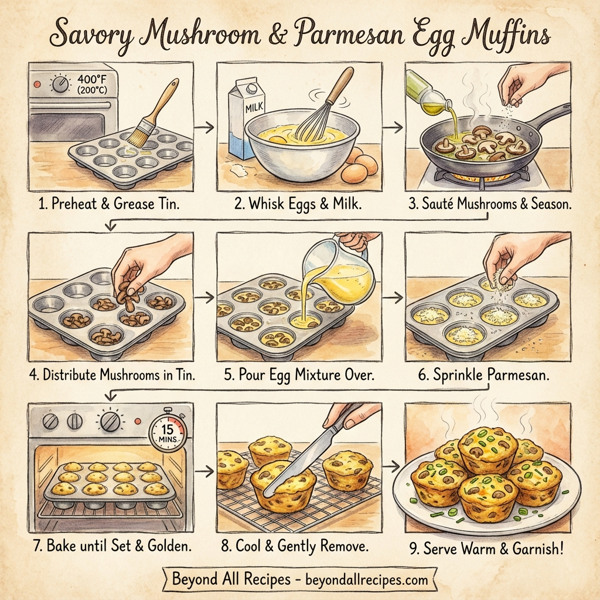 Savory Mushroom & Parmesan Egg Muffins instructions