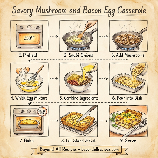 Savory Mushroom and Bacon Egg Casserole instructions