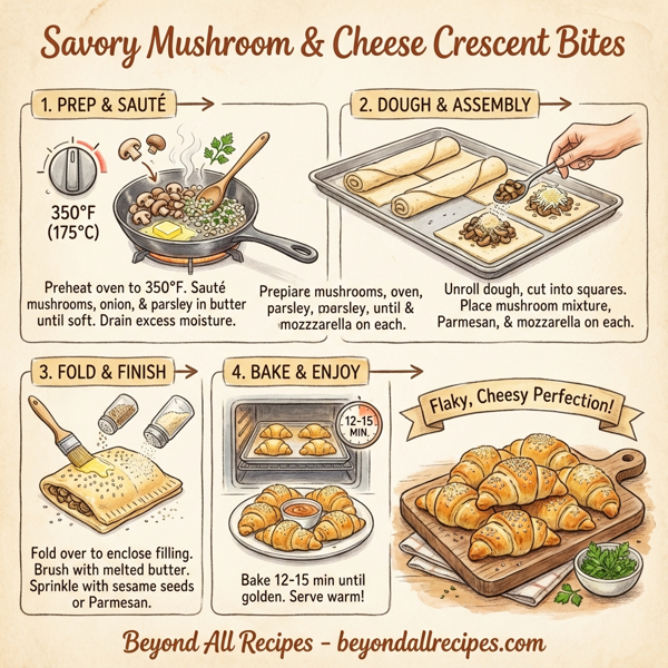 Savory Mushroom and Cheese Crescent Bites instructions