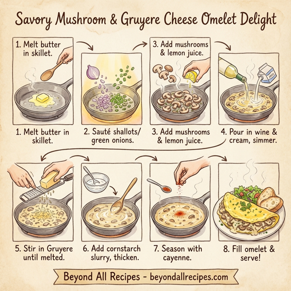 Savory Mushroom and Gruyere Cheese Omelet Delight instructions