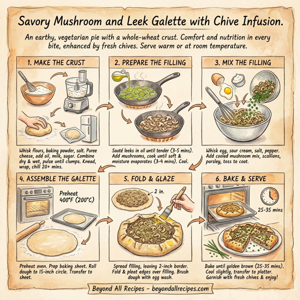 Savory Mushroom and Leek Galette with Chive Infusion instructions