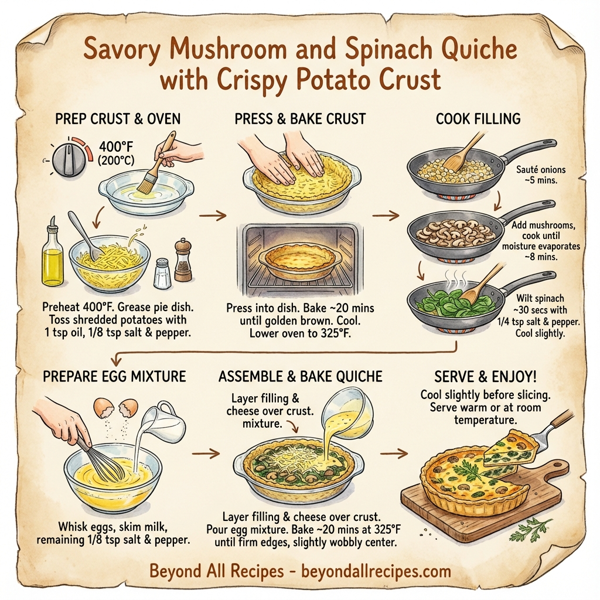 Savory Mushroom and Spinach Quiche with Crispy Potato Crust instructions