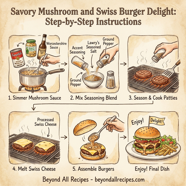 Savory Mushroom and Swiss Burger Delight instructions