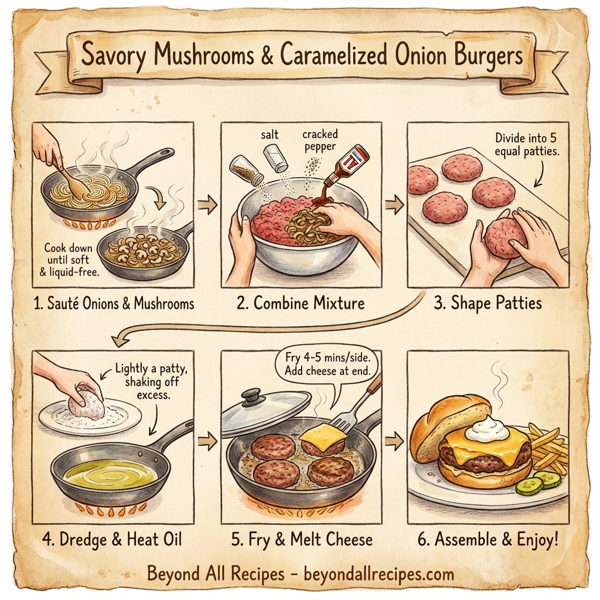 Savory Mushrooms & Caramelized Onion Burgers instructions