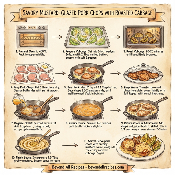 Savory Mustard-Glazed Pork Chops with Roasted Cabbage instructions