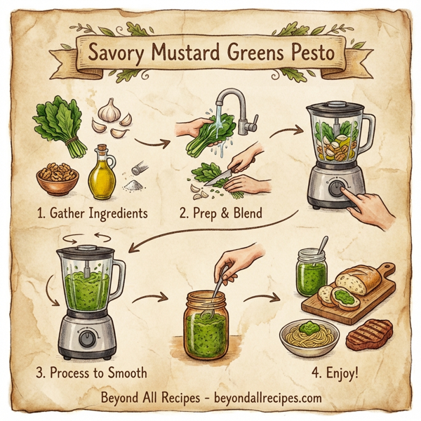 Savory Mustard Greens Pesto instructions