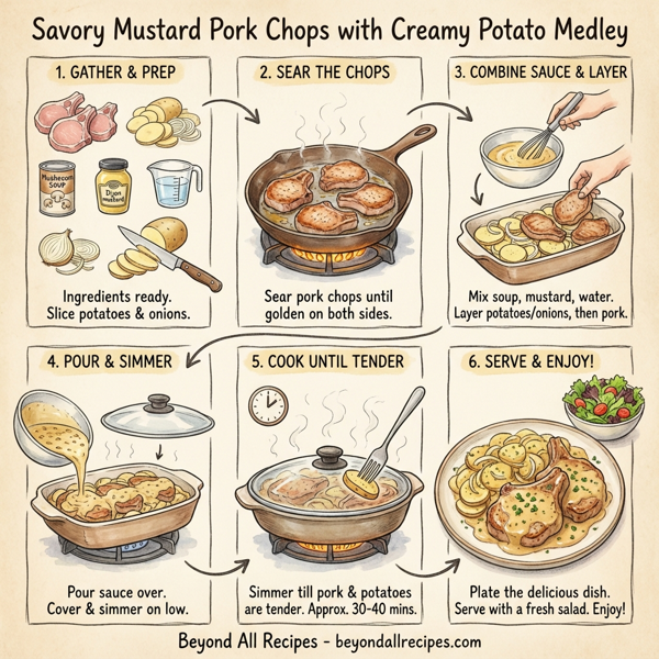 Savory Mustard Pork Chops with Creamy Potato Medley instructions