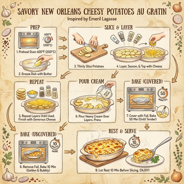 Savory New Orleans Cheesy Potatoes Au Gratin instructions
