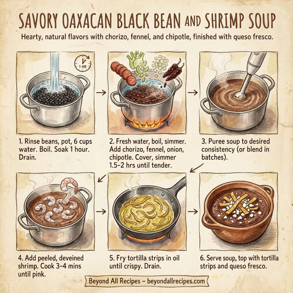 Savory Oaxacan Black Bean and Shrimp Soup instructions