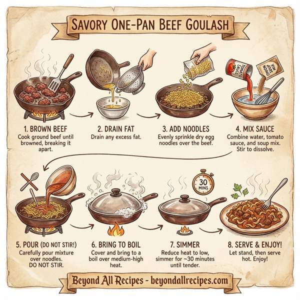 Savory One-Pan Beef Goulash instructions