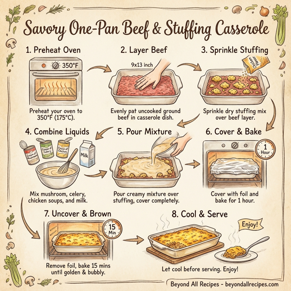 Savory One-Pan Beef & Stuffing Casserole instructions