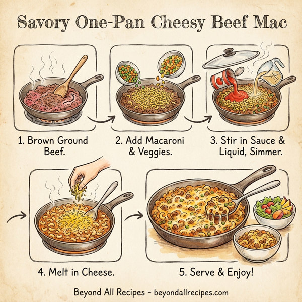 Savory One-Pan Cheesy Beef Mac instructions