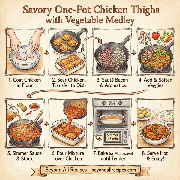 Savory One-Pot Chicken Thighs with Vegetable Medley instructions
