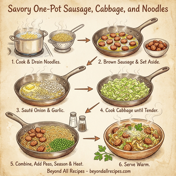 Savory One-Pot Sausage, Cabbage, and Noodles instructions