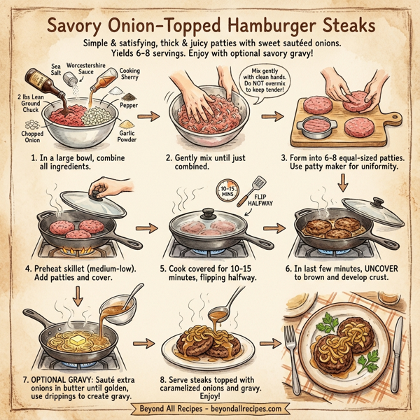 Savory Onion-Topped Hamburger Steaks instructions